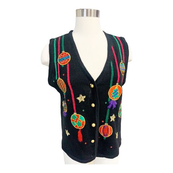 M19 Kathie Lee Collection Christmas Ornaments Xmas Holiday Sweater Vest Sz ? - Picture 1 of 6